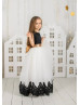 Black And Ivory Satin Tulle Flower Girl Dress